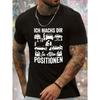 Europäische Größen Herren German Car Repair Lustiger Aufdruck T-Shirt, Hardcore Kfz-Mechaniker Stil, Minimalistisches Silhouette Design, Auto Enthusiast Trendiges Lässiges Oberteil