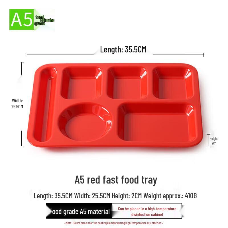 Ruhan A5 Melamine 5-Compartment Meal Tray