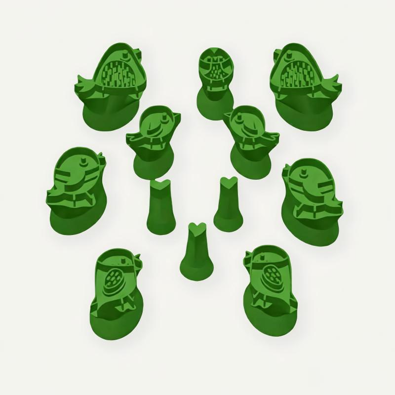 

12pcs/set 3D Printed Bird Heart Shape Clay Stamps, Reusable Plastic Embossing Tools for DIY Crafts and Ceramic Decorat Supplies зелёный