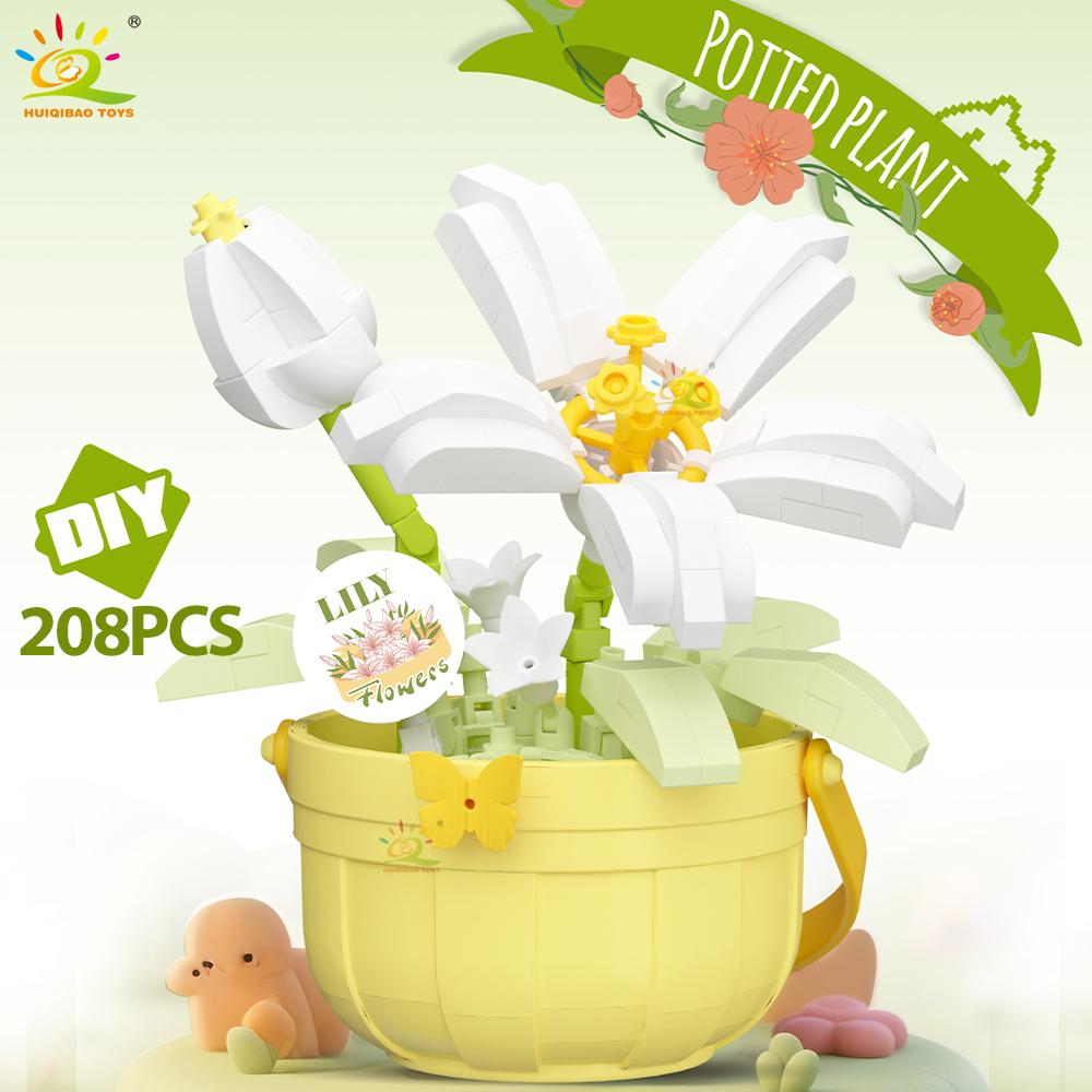 Non-Toxic Moc Flower Micro Building Block Diy Rose Sunflower Pot Bouquet Mini Diamond Model Brick Toy For Children Desk Decor.