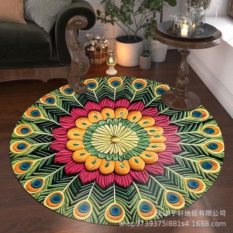 3D Páví koberec do obývacího pokoje, ložnice, koupelny, květinová podložka na podlahujavascript: