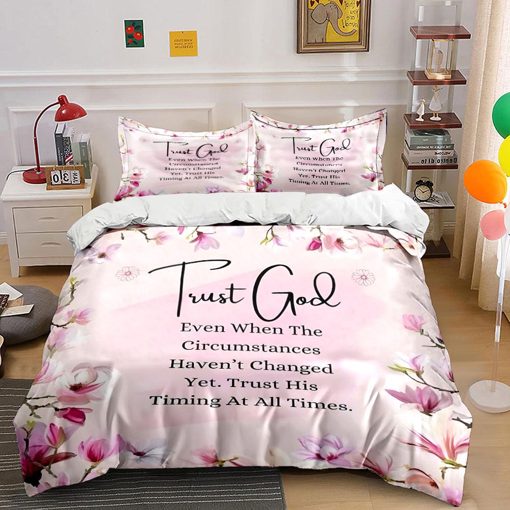Floral-Inspired Faith Wall Decor Kid'S And Adults' Bedroom Decor, Exquisite Three-Piece Bedding Set Gift