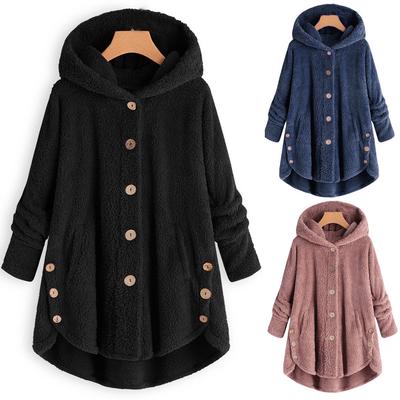 Fashion Women Button Coat  Tail Tops Hooded Pullover Loose Sweater