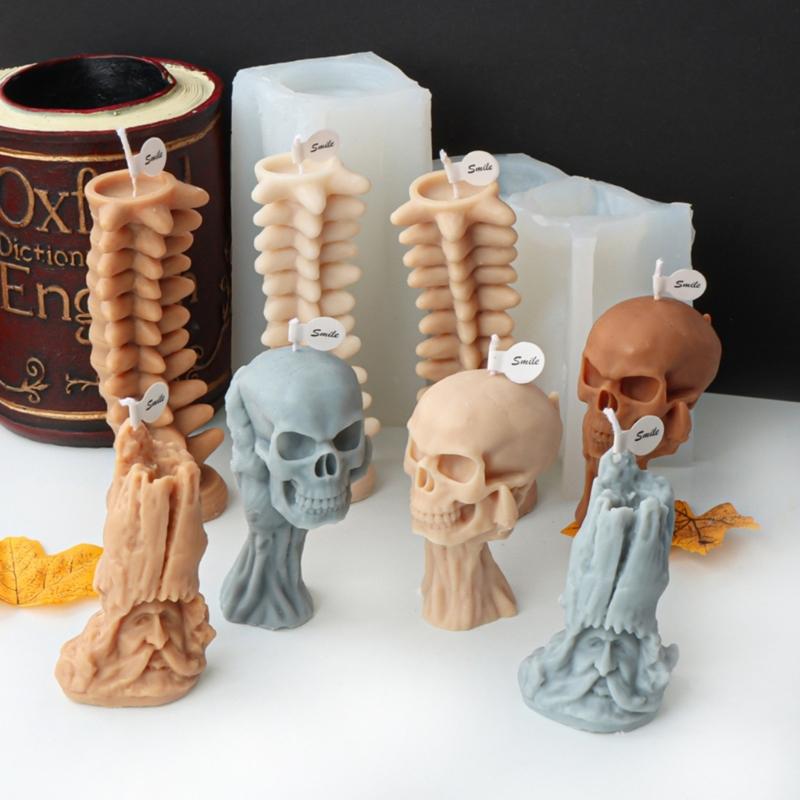 Halloween Skull Silicone Molds Epoxy Resin Mold DIY Scented Candle Mold Table Ornament Making Tool for Making Crafts