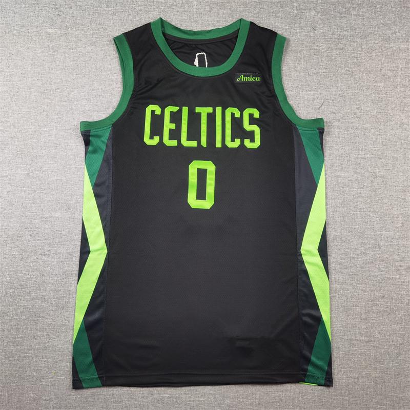 

2025 Celtics #0 Tatum Black Embroidered Basketball Jersey for Adults XXL