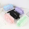 Candy-colored Soft Quilting Big Zipper Pencil Case Large Capacity Stationery Storage Bag School Supplies Back-to-School Gift