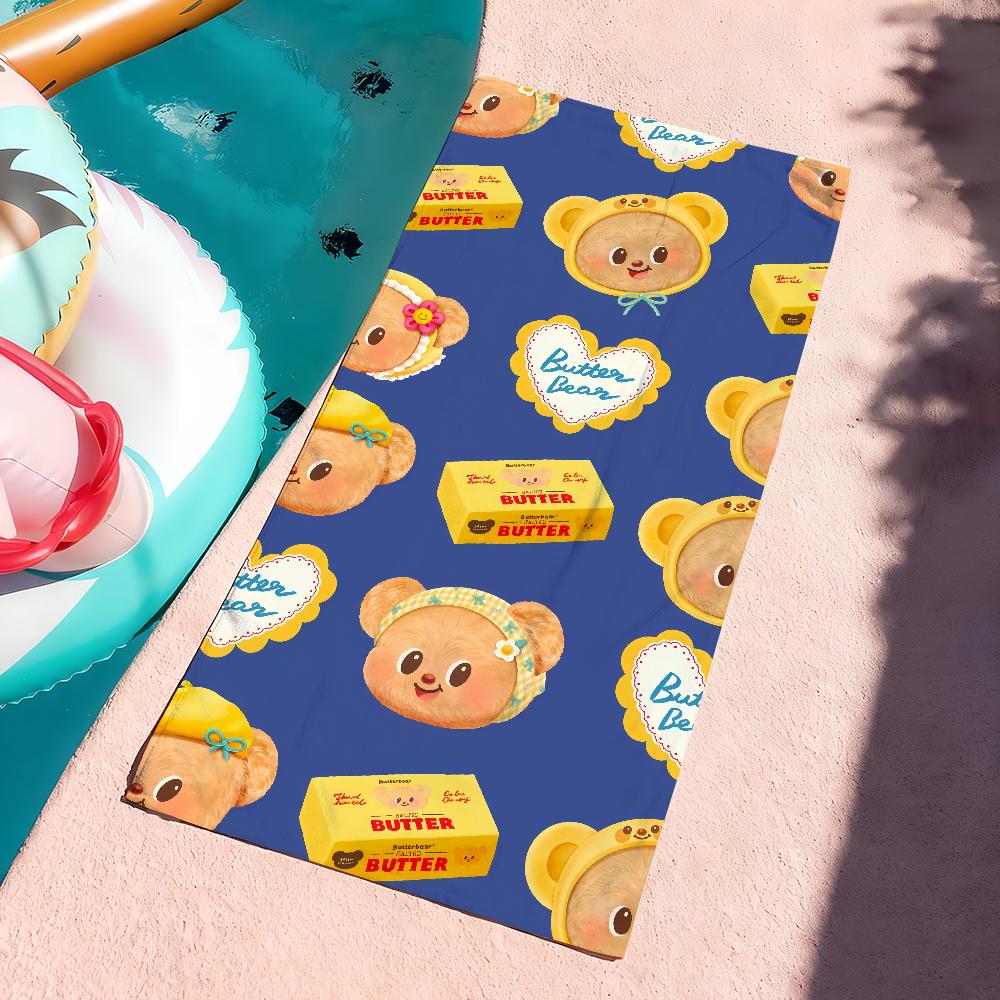 Cartoon B-Butter Bear Cute Towel Soft Pool Gift For Travel Gym Shower Camping Quick Dry Sports Large Beach Towels