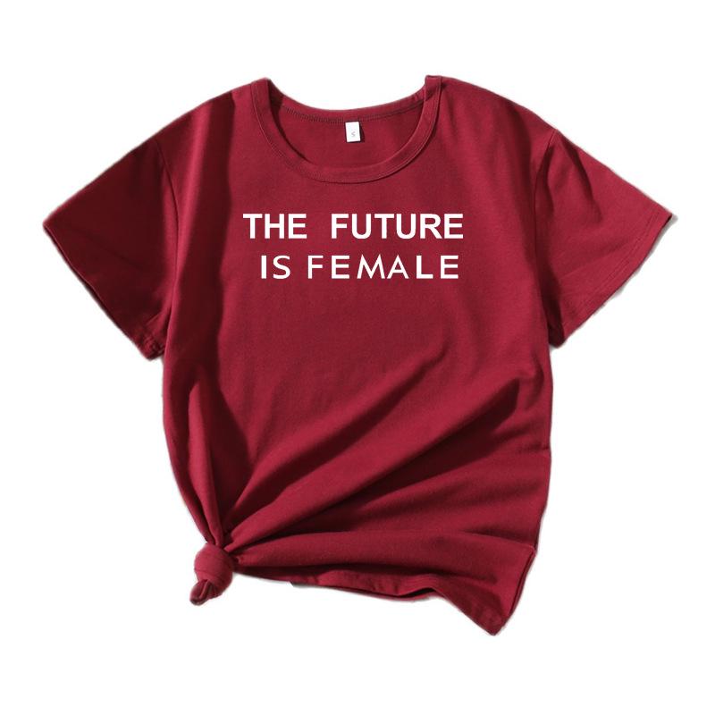 THE FUTURE Summer European and American Style Letter Graphic Round Neck Short Sleeve T-shirt