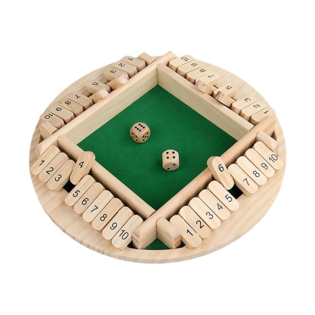 Shut The Box Educational Toys,Multicolor 4 Player Interactive Interesting Wood Tabletop Game