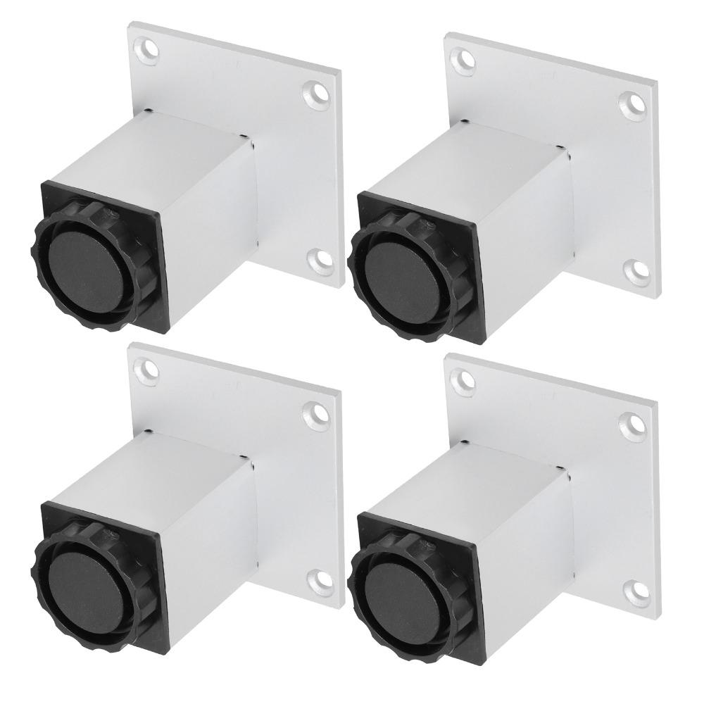 4pcs Wearresistant Aluminium Alloy Furniture Leg Square Silver Sofa Leg Adjustable Cabinet Foot Wardrobes