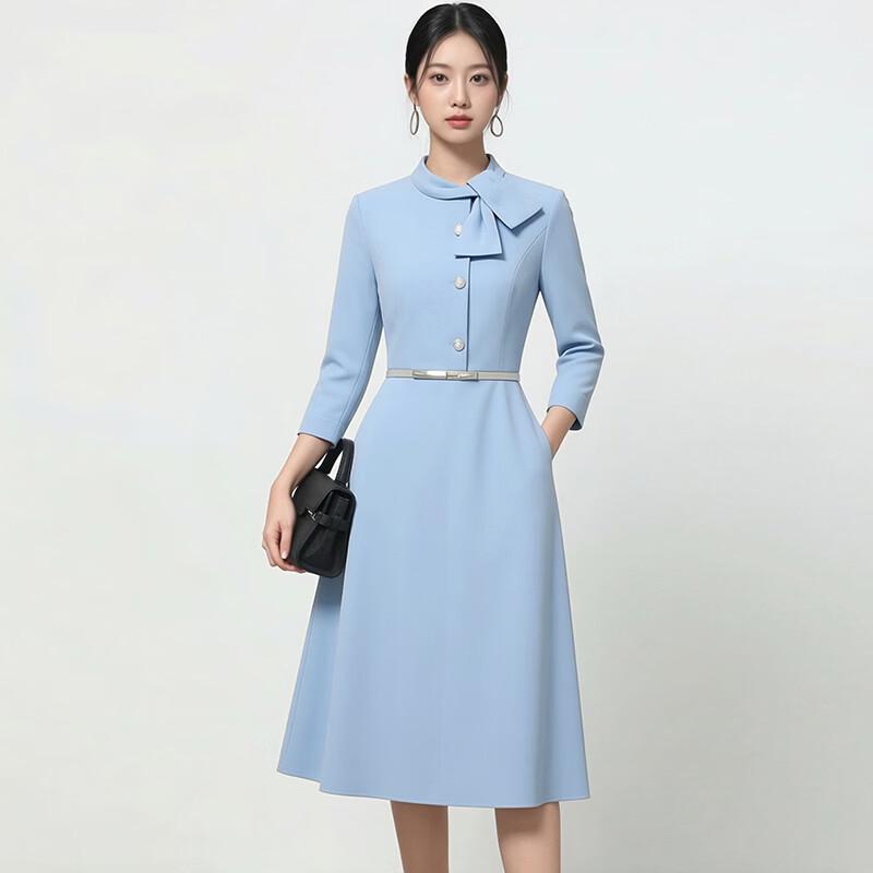 Professional 3/4 Sleeve A-Line Uniform Dress S