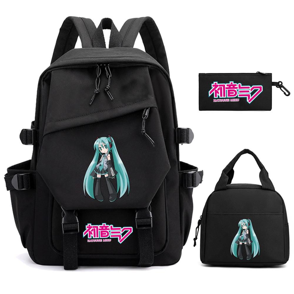 

3Pcs/set Anime Cartoon Hatsune Miku Printed Backpack for Teenger Children Student Schoolbag Girl Kid Gift Women Large Capacity Waterproof Travel Bag