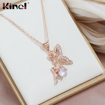 Kinel Colar com pingente de asas de anjo para mulheres