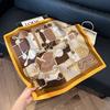 Fashion Black and White Printing Temperament Square Scarf Imitation Silk Korean Version Decorative Scarf Scarf Professional Decorative Shawl Silk Scar