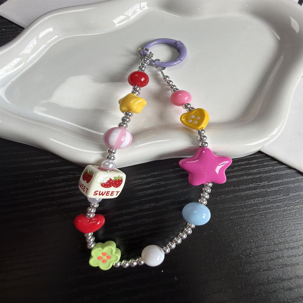 Customized Colorful Star Cheese Lanyard Phone Case Keychain Ornament