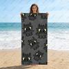 Cartoon Black Dragon Inspired Beach Towel Quick Dry Microfiber Toothless Print Bath Towel for Swimming Pool Gym Camping Summer