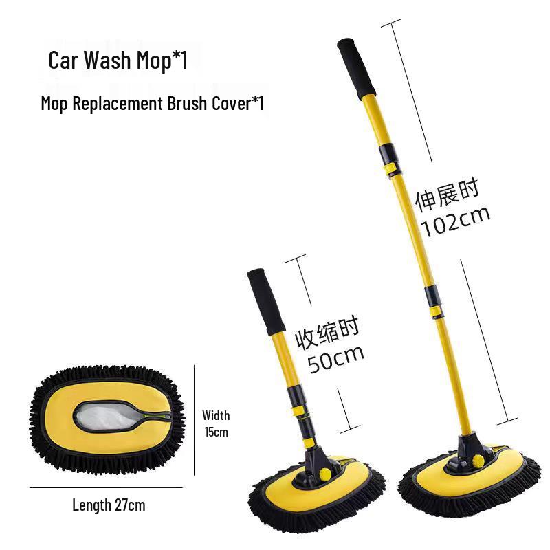 Zatahovací mop na mytí auta s měkkými štětinami - Zakřivený kartáč na čištění tyče.