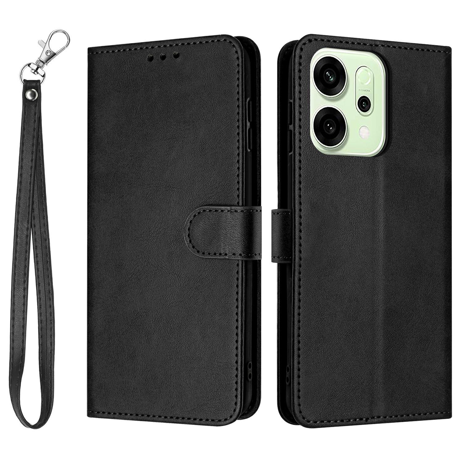

For Oppo Reno14 5G (Global)/Reno14 F 5G Case Flip Stand Calf Texture PU Leather Wallet Phone Cover with Strap F