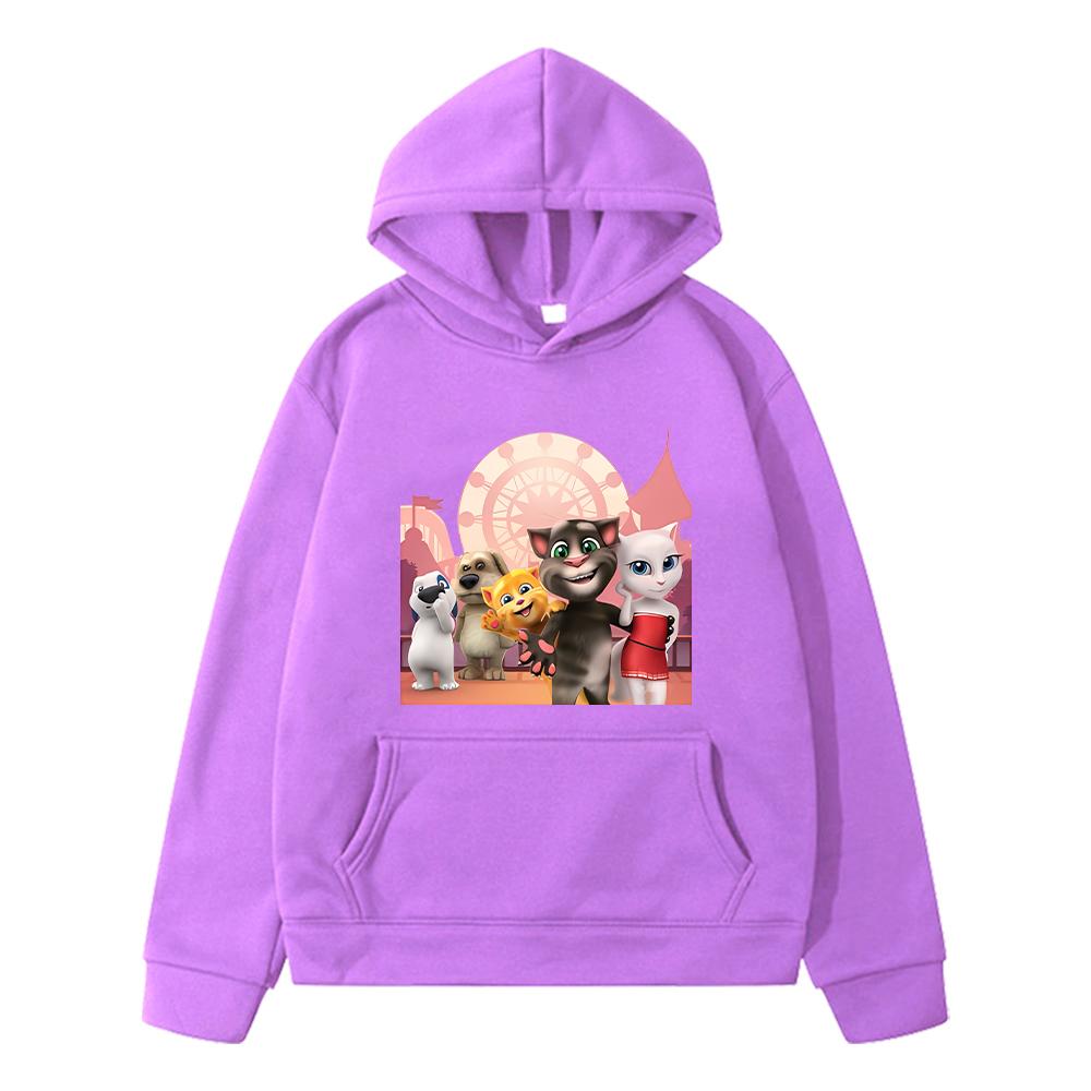 Christmas Talking tom cat print Kawaii hoodies boy jacket pullover y2k sudadera anime hoodie Fleece sweatshirt kids clothes girl+ Christma