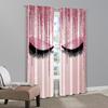 Curtains Window Treatment Print Pink Eyelashes Versatile Polyester Without Rod All Bedroom Living Set Of 2 Made Decor
