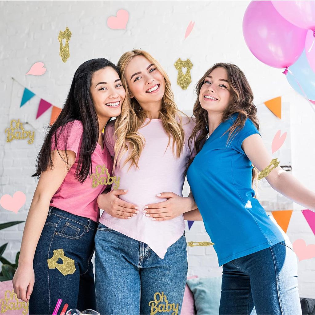 240 Pieces Gender Reveal Confetti Baby Shower Heart Glitter Baby Clothes Confetti Party Table Decoration for Gender Reveal Party Table Wedding