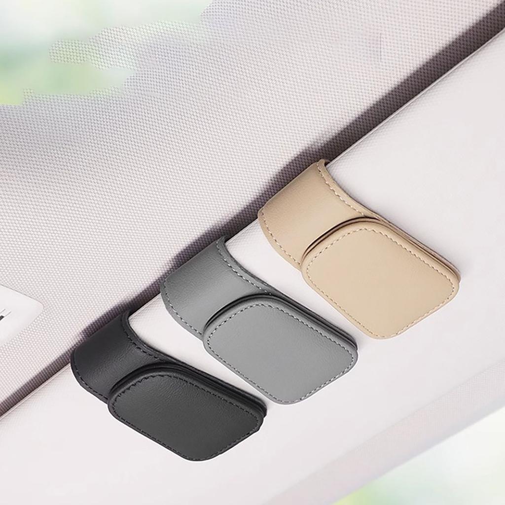 Gancio universale per occhiali da sole per auto, con clip in pelle, portaocchiali magnetico multifunzione, per riporre gli accessori per auto.