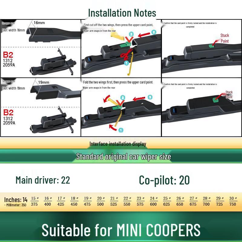

Suitable Wiper Blade Frameless Silent Rubber Strip for BMW MINI/COOPER/COOPERS Cars