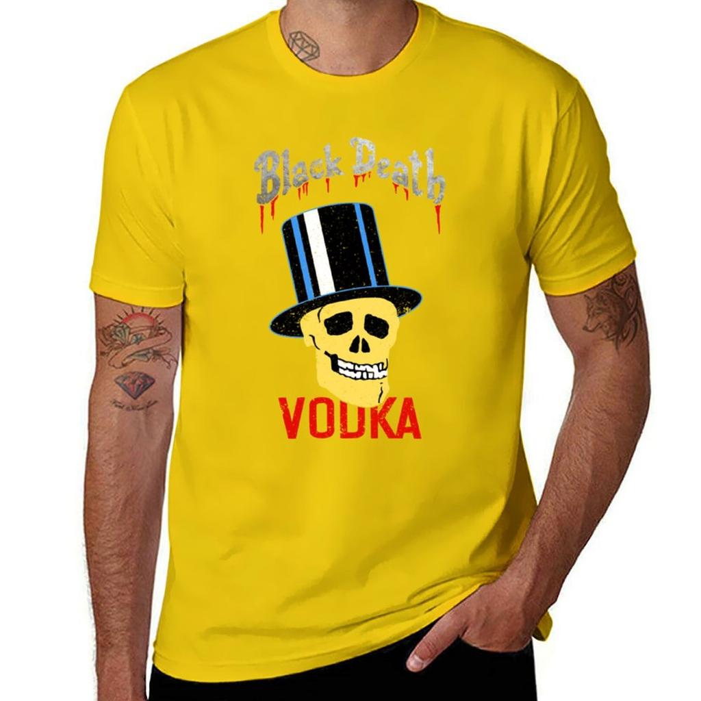 Black Death Vodka T-Shirt anime blanks T-shirts for men cotton
