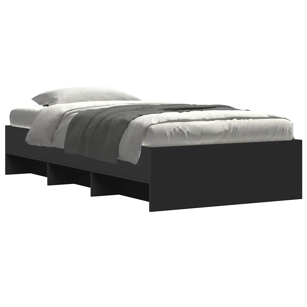 Bed Frame Black 75x190 cm Particleboard