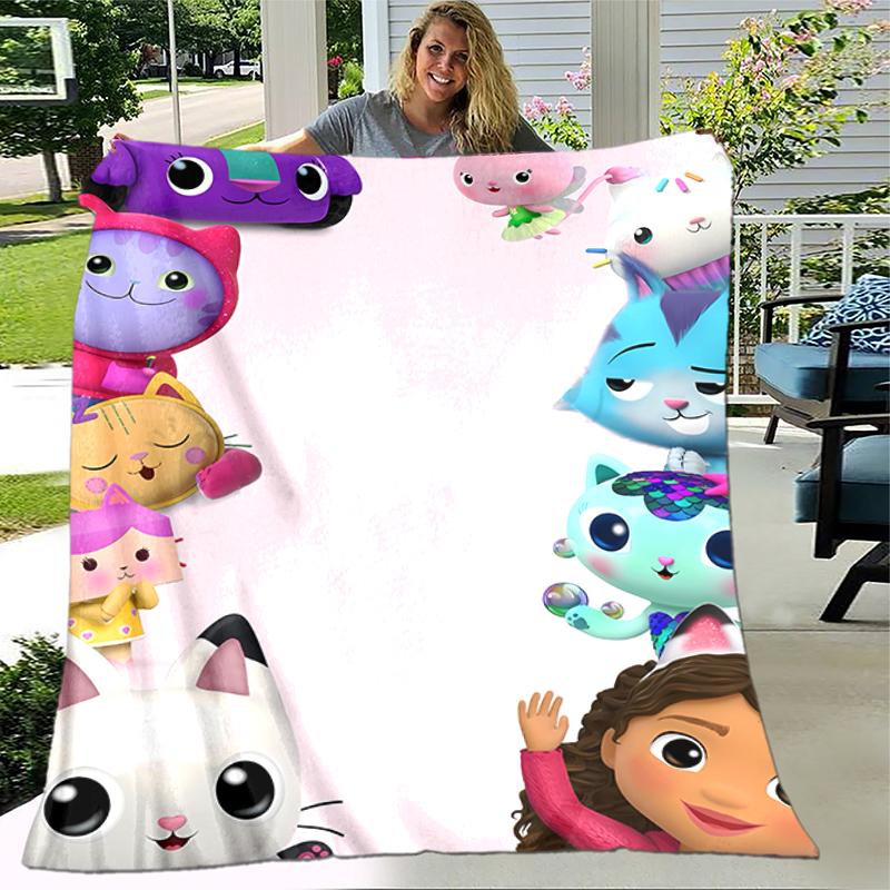 1pc Blanket Gabby's Dollhouse Print Design, Lightweight Blanket for Sofa, Bed- Soft &Warm, Gift for All Seasons like Christmas, Halloween