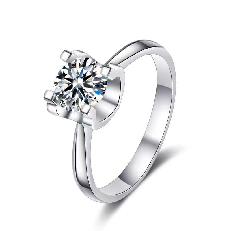 

Classic Bull Head Moissanite Ring 1 Carat Valentine Gift Versatile Fashion Jewelry For Women Elegant Design no. 11 платиновий