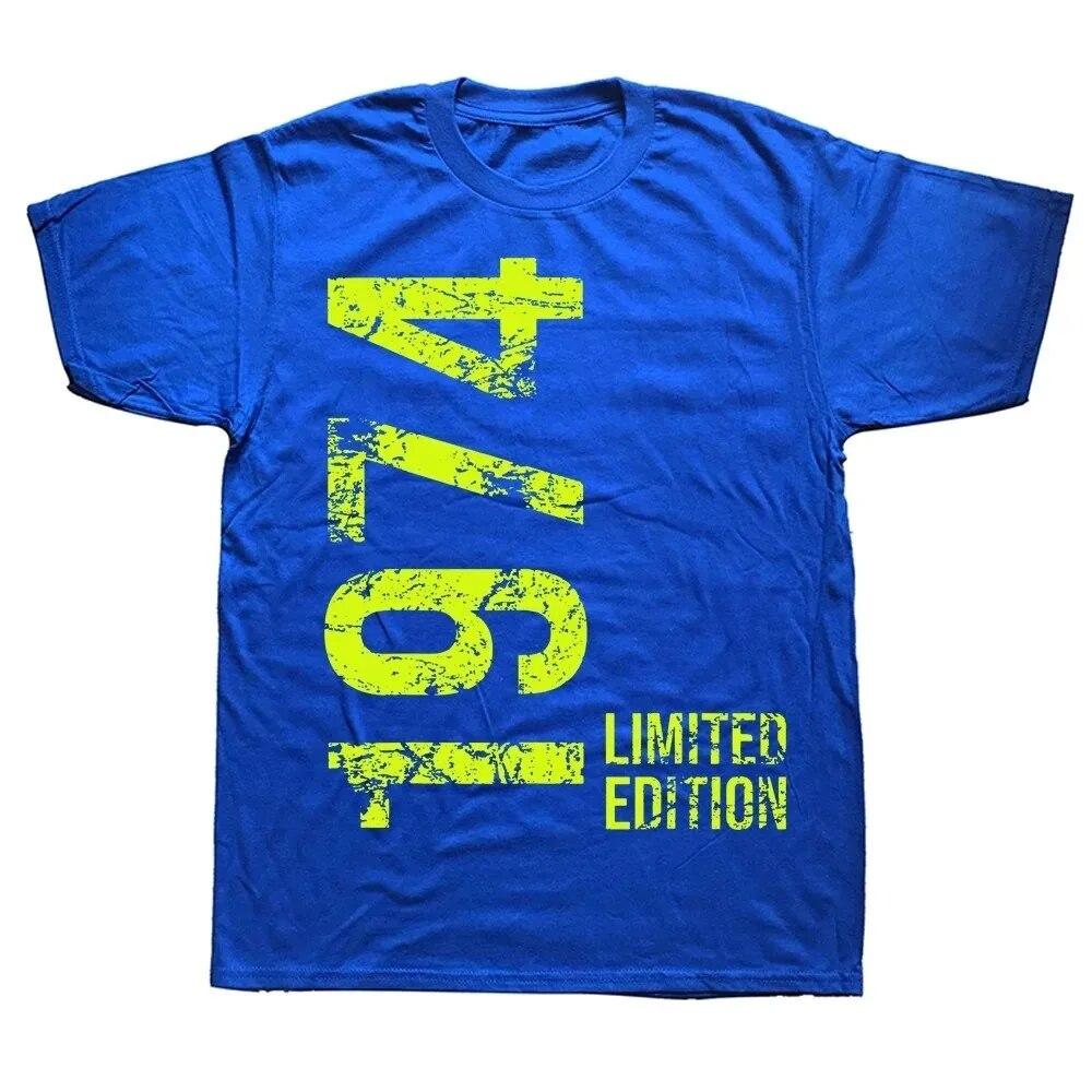 Unisex Dame Bursdag Jubileum T-skjorter 1974 50. 50 År Gammel Limited Edition Vintage Bomulls T-skjorte Gave Kortermet T-skjorte Topper