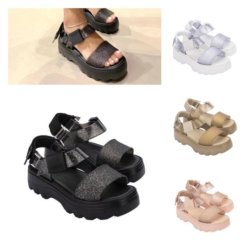 2023melissa Stylish Melissa Women's Flat Sandals With Chunky Soles And Trendy Wide Straps