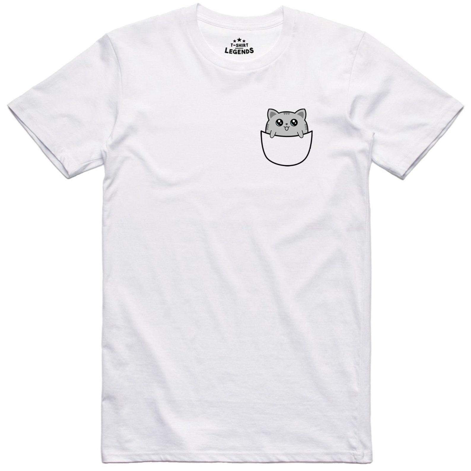 Cat In Pocket Funny Feline Unisex Regular Fit Cotton T-Shirt S