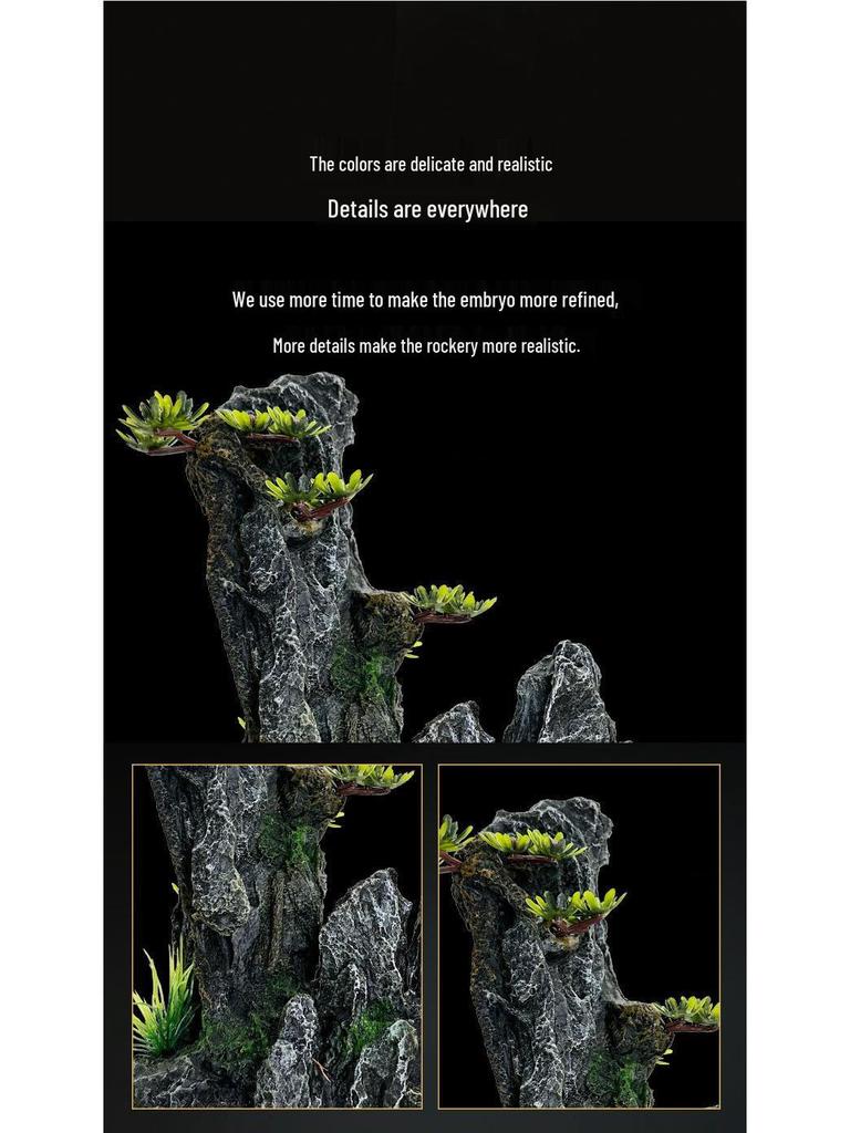 Aquarium Decoration Set: Artificial Rockery, Stone, Grass, and Resin Ornaments with Aquatic Plants for Landscaping