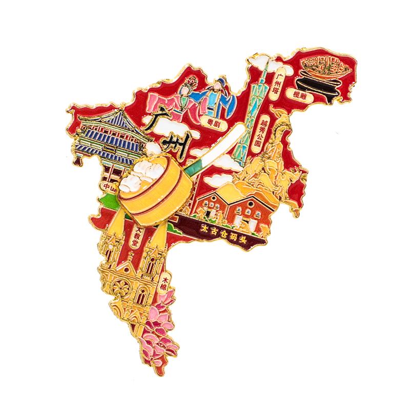 Sojagy Manufacturer Custom Metal Enamel Cartoon Slide Refrigerator Magnets City Tourism Landscape Map Fridge Magnets