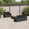 Vidaxl 6-Cz. Gartenmöbel-Set mit Kissen, Schwarzer Polyrattan