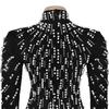 European & American Fashion Women's Long-Sleeve Beaded Bodycon Dress