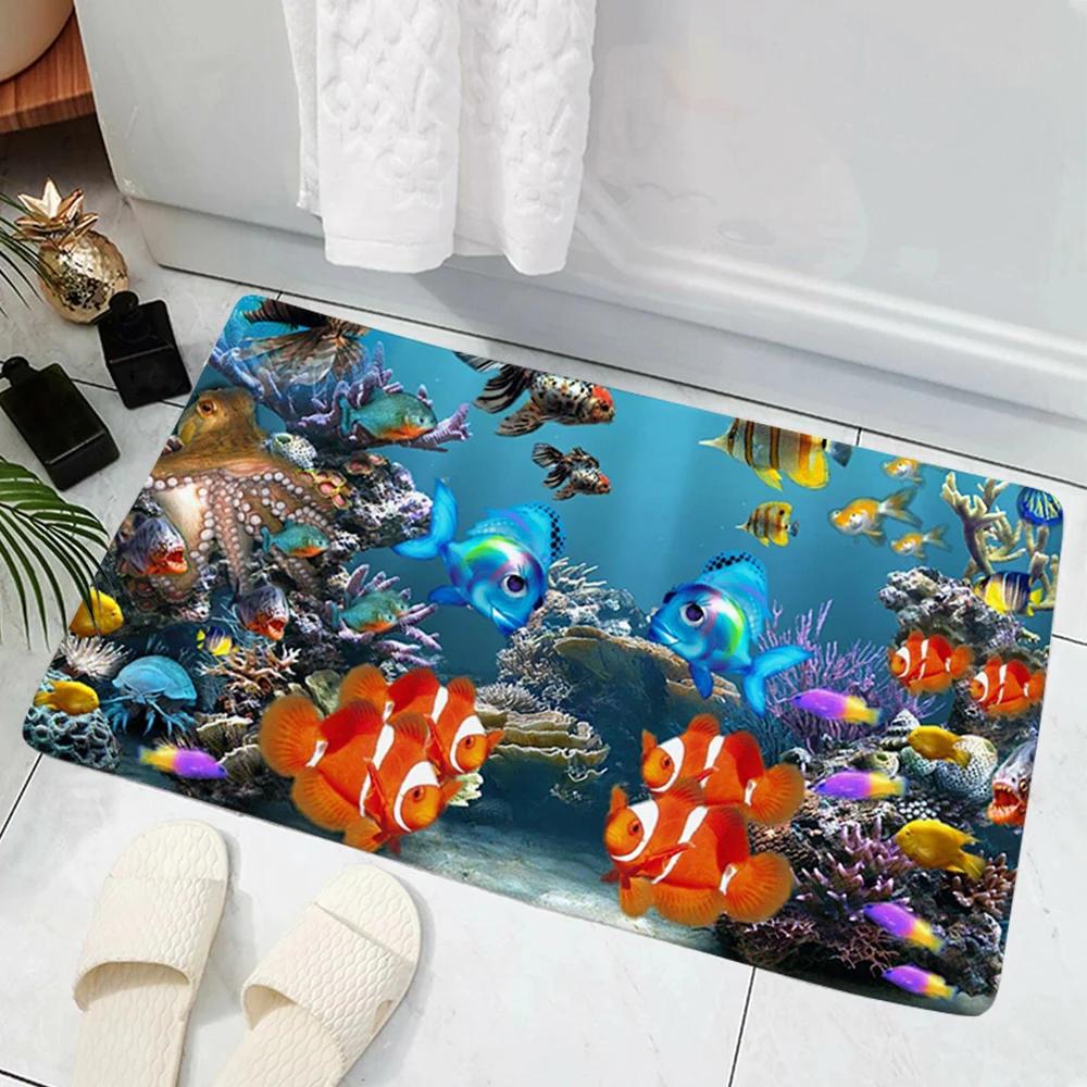 Hot Selling Model Fishing Lure Hard Bait House Door Mat Decoration 3D Printing Animal Floor   Non-Slip Soft Flannel Rug