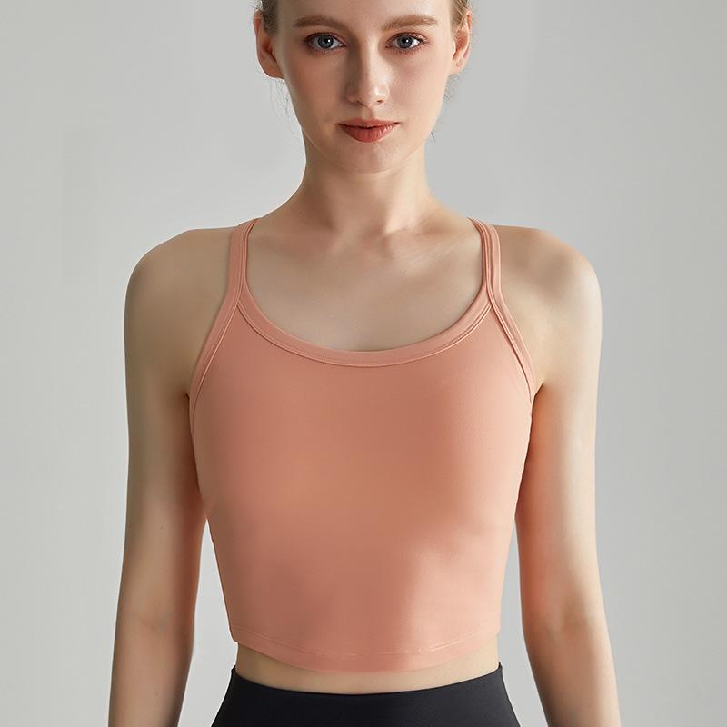 LAHN Sports Bra: Thin Straps, Fixed Pads, Stylish I-Back, High-Strength Fitness Vest