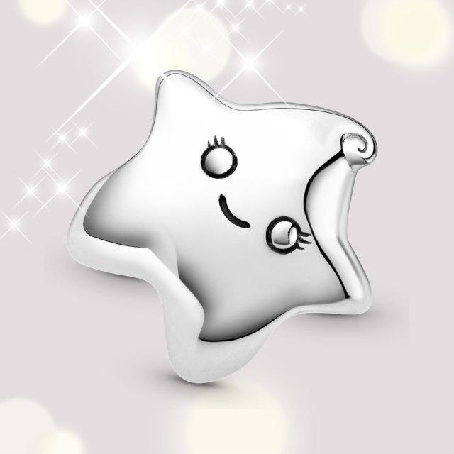 

Синий муранский шарм, новый плататый шарм в виде звезд и галактики, дерева, Луны, подвеска, подходит для оригинальных женщин, оригинальный серебряный браслет «сделай сам»