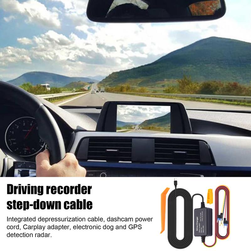 3.2m Car Dash Cam Wire Mirror DVR Hardwire Kit 12/24V To 5V Type-C Charger Driving Recorder Voltage-reducing Cord forCarplay GPS
