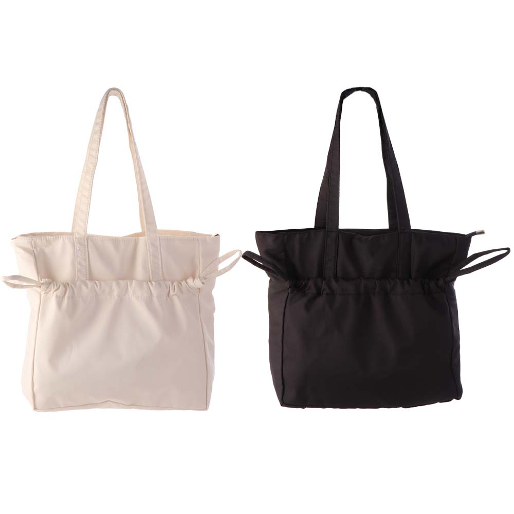 Zipper Nylon Shoulder Bag Drawstring Storage Pouch Casual Versatile Commuting Handbag Shopping