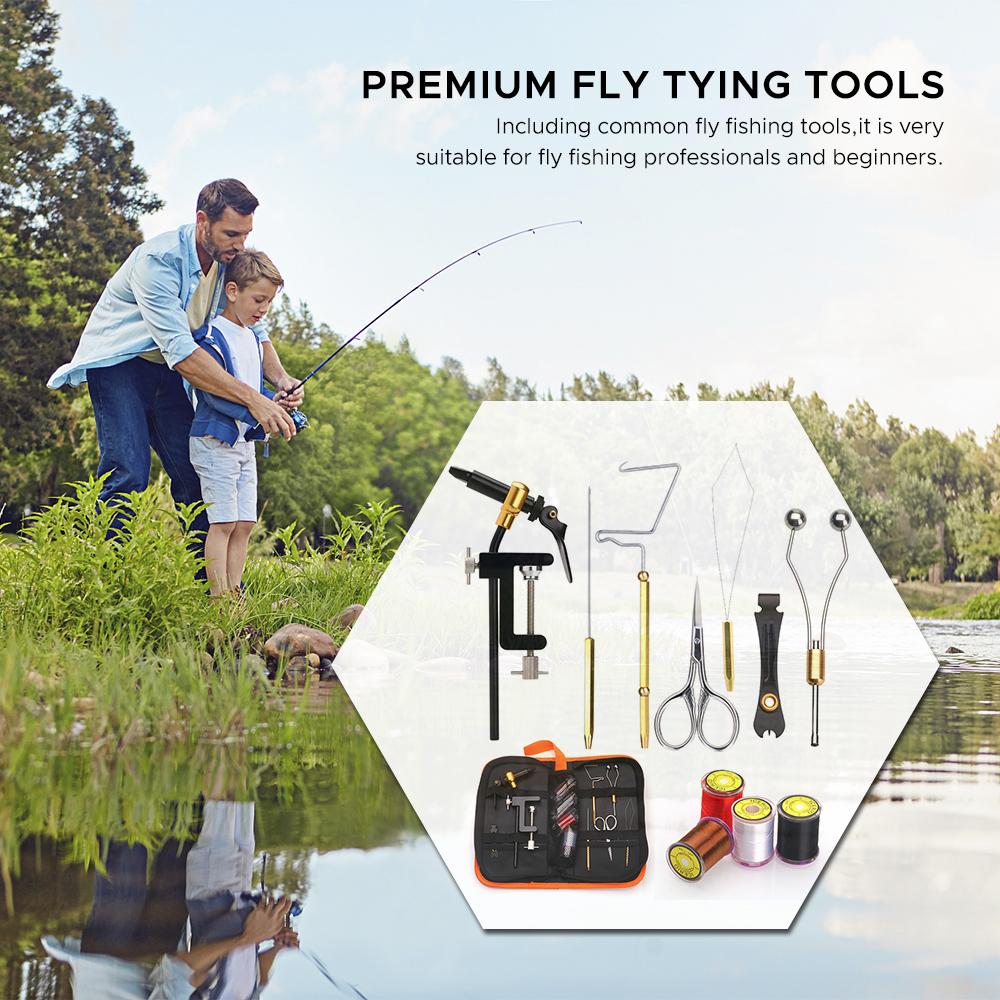 Fly Tying Tools Kit with Fly Tying Threader Needle Whip Finisher Scissors Fly Tying Kits for Flying Fishing