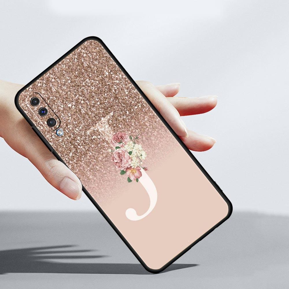 Letter Pink Shiny Phone Case For Samsung Galaxy A56 A36 A26 A34 A17 A16 A06 A14 A12 A54 A72 A24 A22 A20e A52 A50 A40 A32 Cover