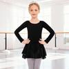 Girls' Color Long-sleeved Tulle Bodysuit Dance Costume