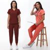 Women's Quick-Dry Short Sleeve Stretch Scrub Suit for Nurses and Beauty Salon
