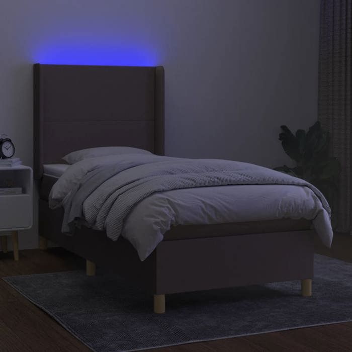 VidaXL Sommier à Lattes de Lit avec Matelas et LED, Lit Rembourré, Lit Simple, Lit Adulte de Chambre à Coucher Intérieur, 3138689