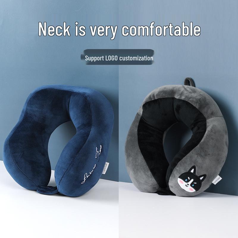 Cuscino Cervicale Ricamato a Forma di U Color Cammello - Ideale per Casa, Ufficio, Viaggio, con Imbottitura in Cotone PP e Logo Personalizzato