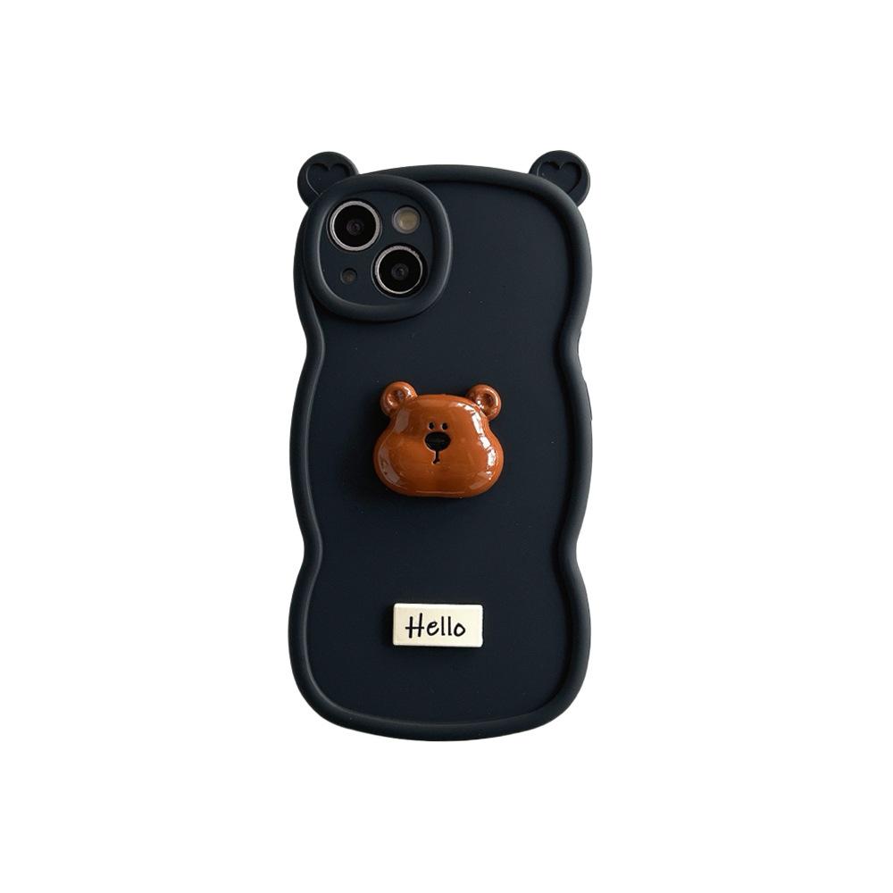 Three-dimensional cartoon hello bear for iPhone17Pro max Apple 16 mobile phone case 15 new 14 soft case